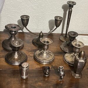 Vintage Silver Candle Holders and Accessories